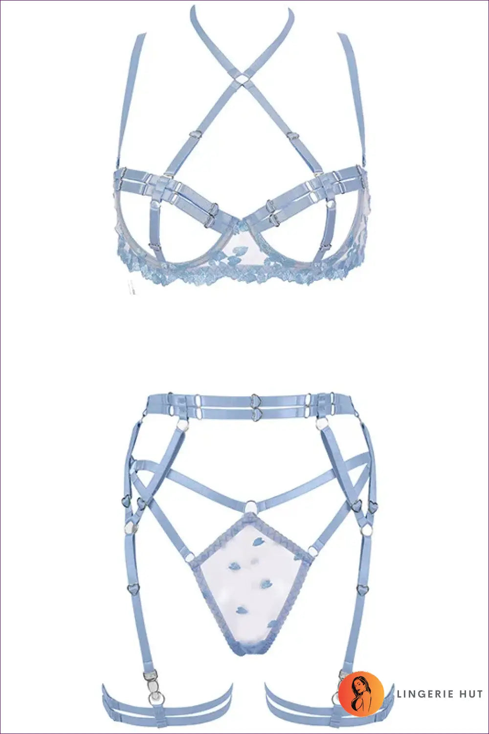 Cage-Strap Harness Set with Heart Hardware - After-Dark Edge