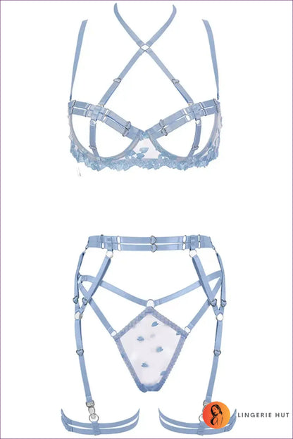 Cage-Strap Harness Set with Heart Hardware - After-Dark Edge