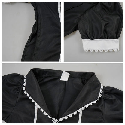 Nurse Costume Mini Dress with Scalloped Lace Trim and Cap