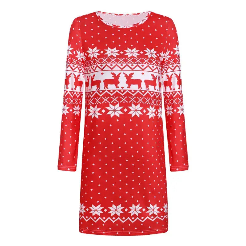 Snowflake Print Mini Dress - Sassy Winter Elegance Stay Toasty