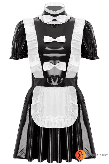 High-Shine Maid Costume with Apron - Playful Fantasy