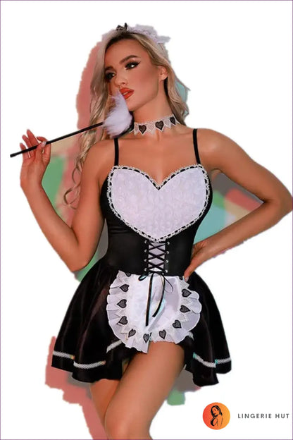 French Maid Costume with Lace-Up Front - Private Play