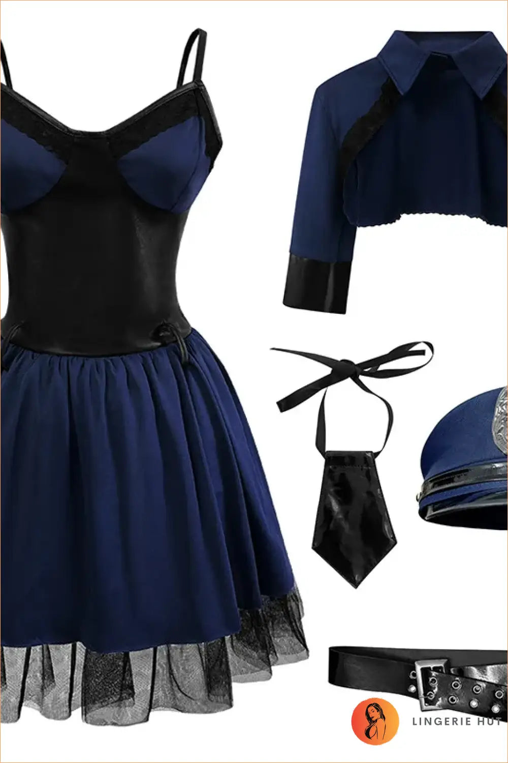 Navy Lace-Trim Police Officer Costume