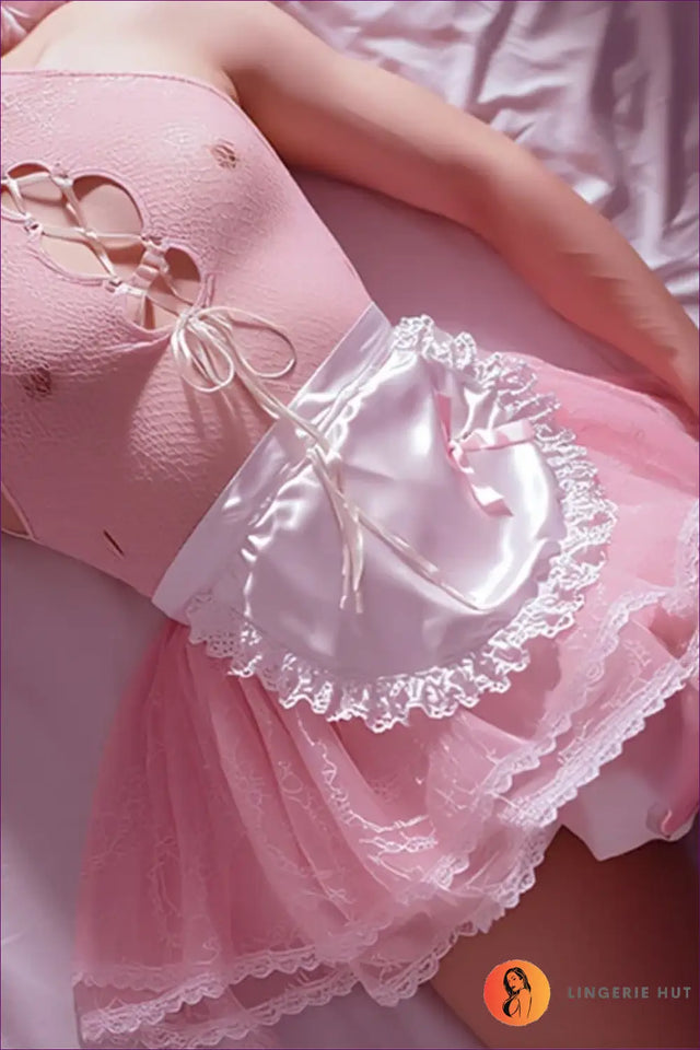 Apron Maid Costume with Lace-Up Front - Playful Charm