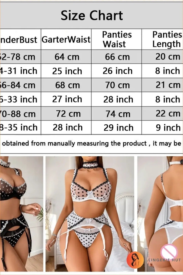 Polka Dot Scalloped Garter Lingerie Set