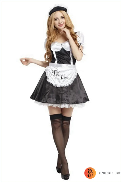 Classic Maid Costume with Apron and Puff Sleeves - Confident Evenings
