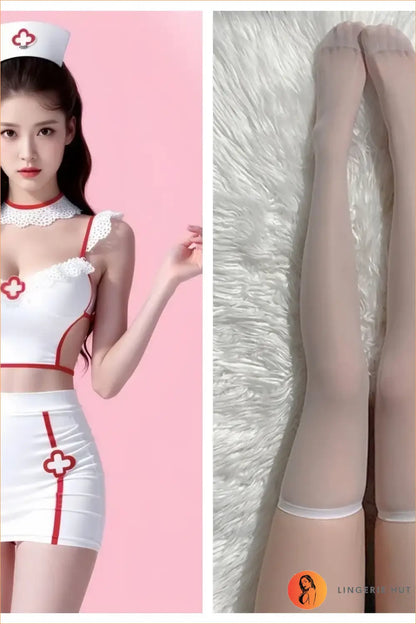 White & Red Nurse Costume Set