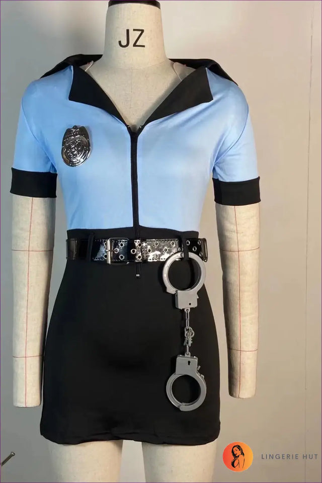 Police Uniform Costume with Hat and Belt - Playful Fantasy