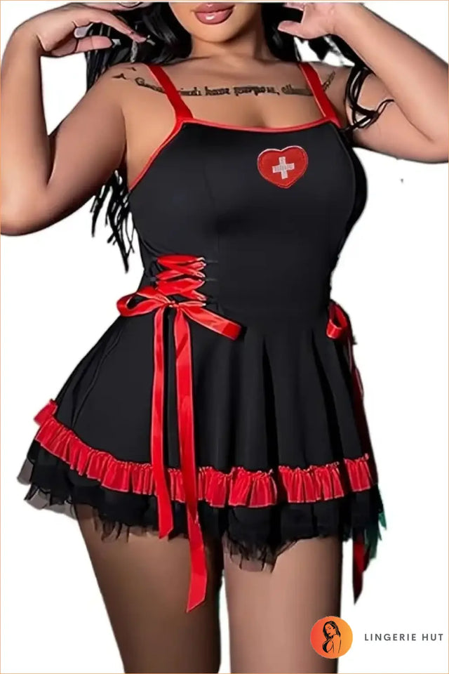 White & Red Bow-Back Nurse Costume