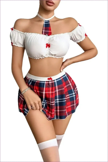 Sexy Schoolgirl Costume with Off Shoulder Crop - After Hours