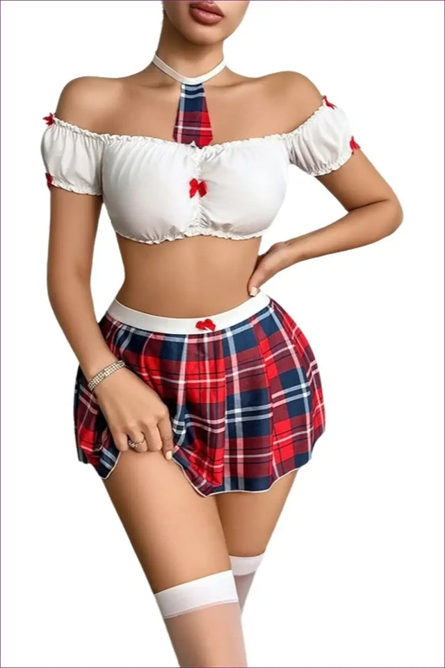 Sexy Schoolgirl Costume with Off Shoulder Crop - After Hours