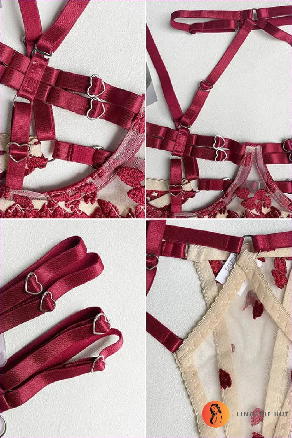 Cage-Strap Harness Set with Heart Hardware - After-Dark Edge