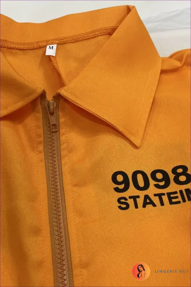 Convict Costume Romper with Back Print - Busted Confidence