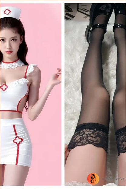 White & Red Nurse Costume Set