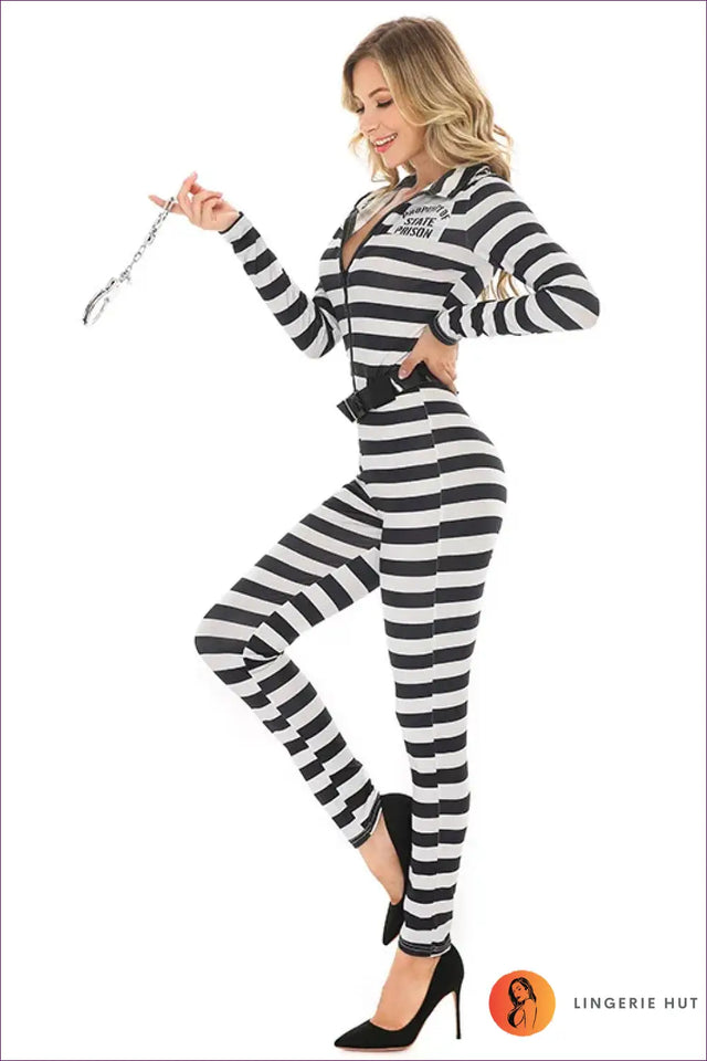 Prisoner Costume Jumpsuit with Belt - Property of the State