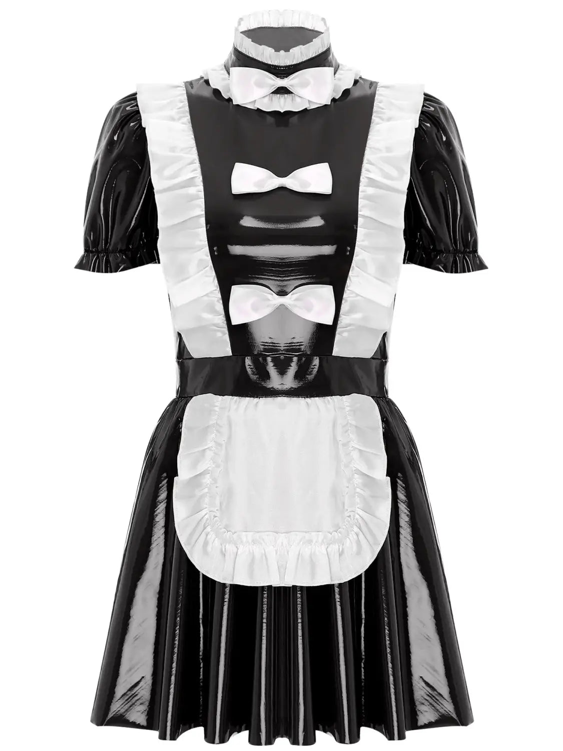 Glossy Patent Leather French Maid Dress