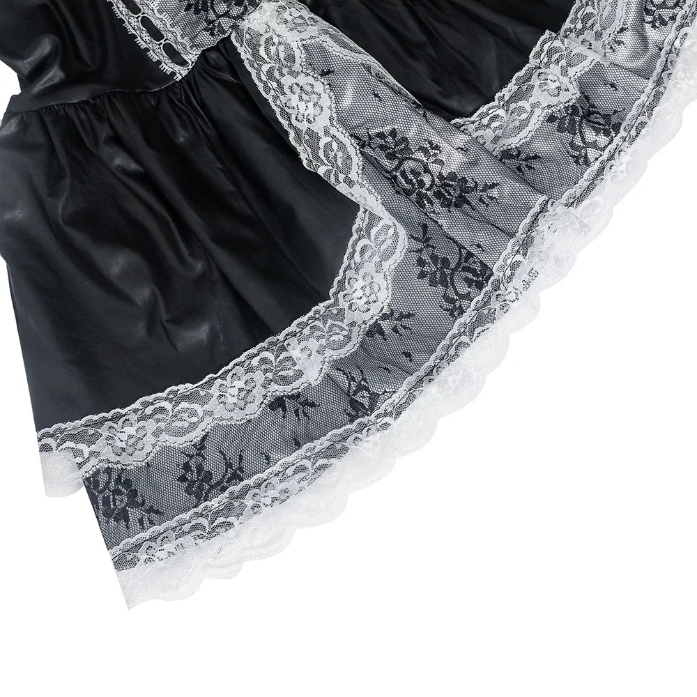 French Maid Mini Dress with Lace Apron and Headband