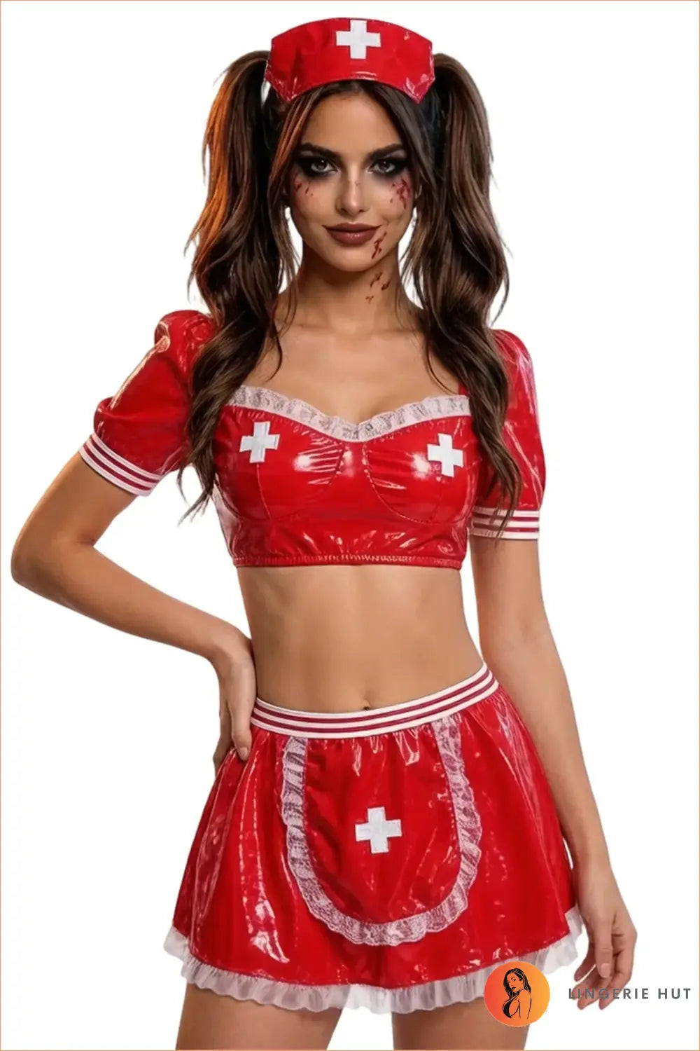 Red Naughty Nurse Costume Set