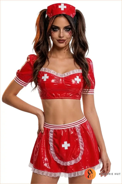 Red Naughty Nurse Costume Set