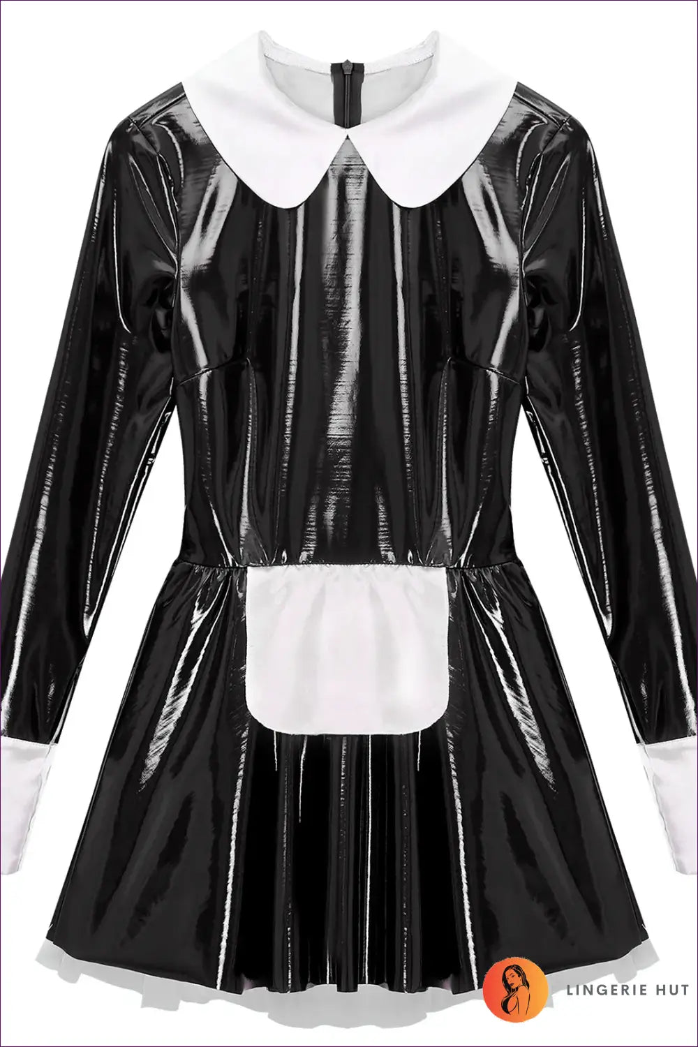 High-Shine Maid Costume with Apron - Playful Fantasy