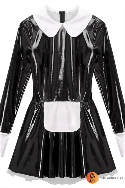 High-Shine Maid Costume with Apron - Playful Fantasy
