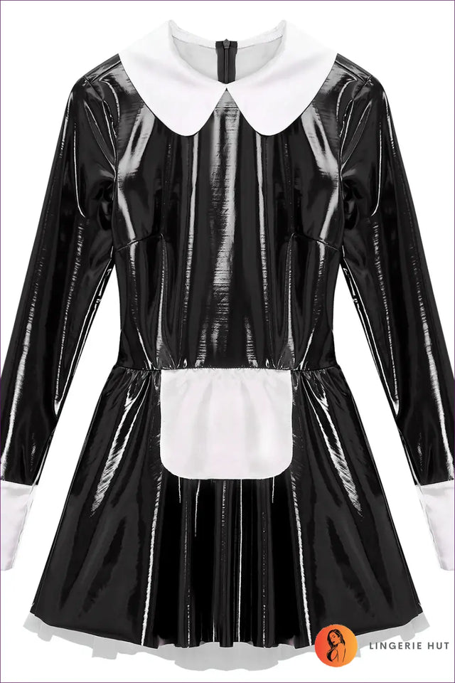 High-Shine Maid Costume with Apron - Playful Fantasy