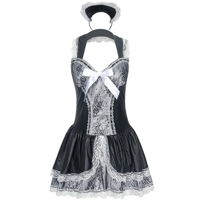 French Maid Mini Dress with Lace Apron and Headband