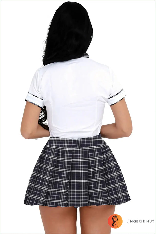 Plaid Schoolgirl Uniform with Mini Skirt - Date Night Confidence
