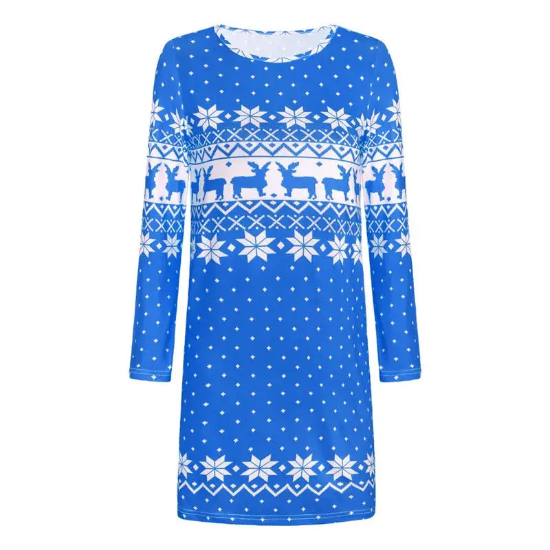 Snowflake Print Mini Dress - Sassy Winter Elegance Stay Toasty