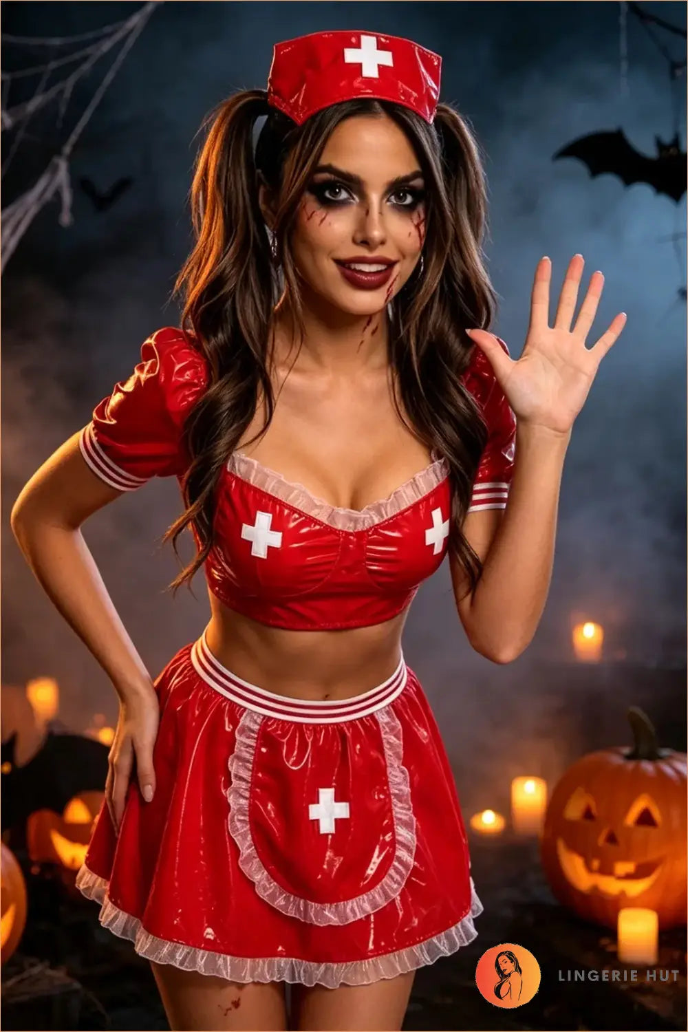 Red Naughty Nurse Costume Set