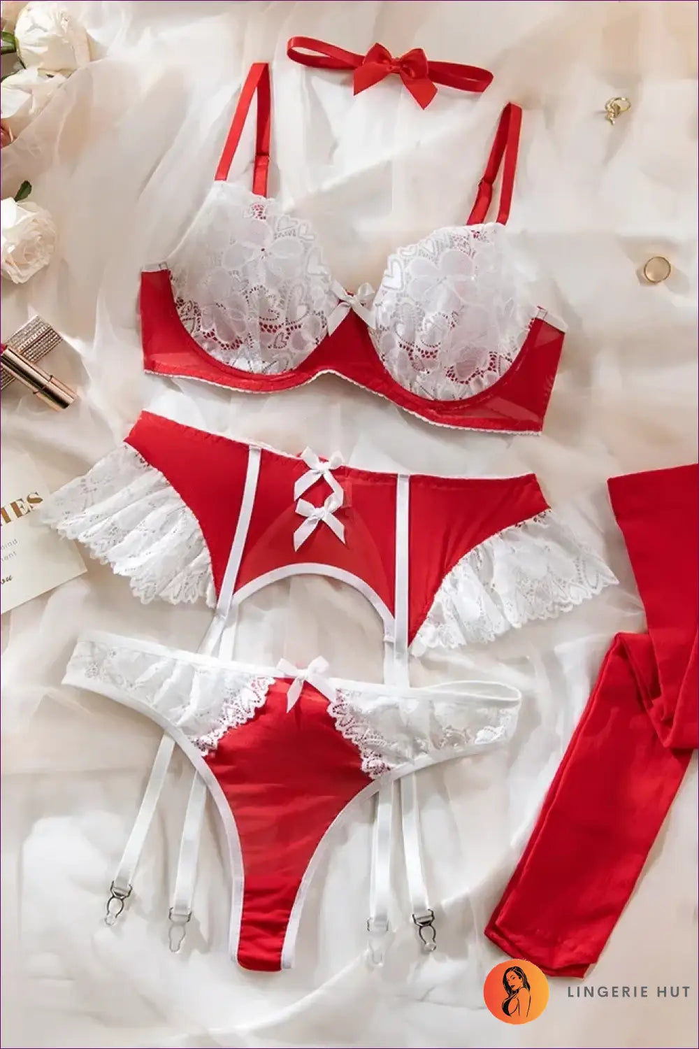Lace Lingerie Set with Garter Belt - Private Luxury
