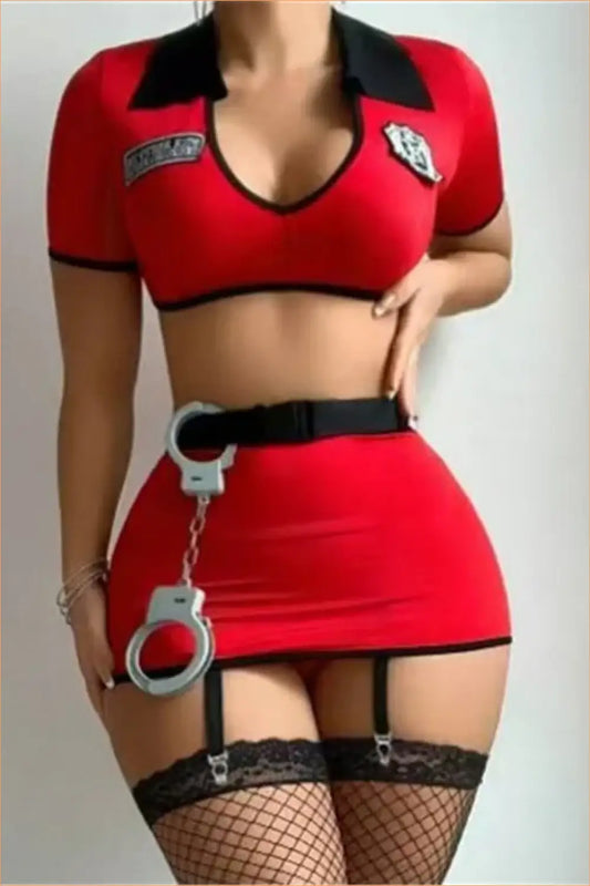 Red Police Costume Set