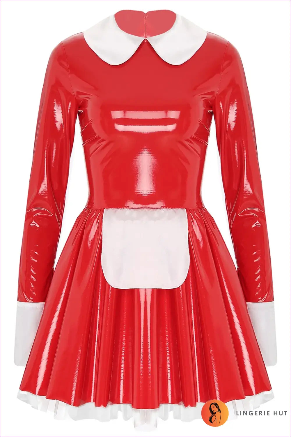 High-Shine Maid Costume with Apron - Playful Fantasy