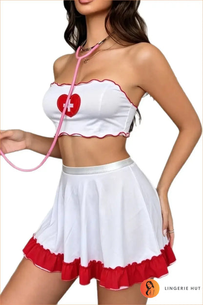Red Ruffle Nurse Costume Set
