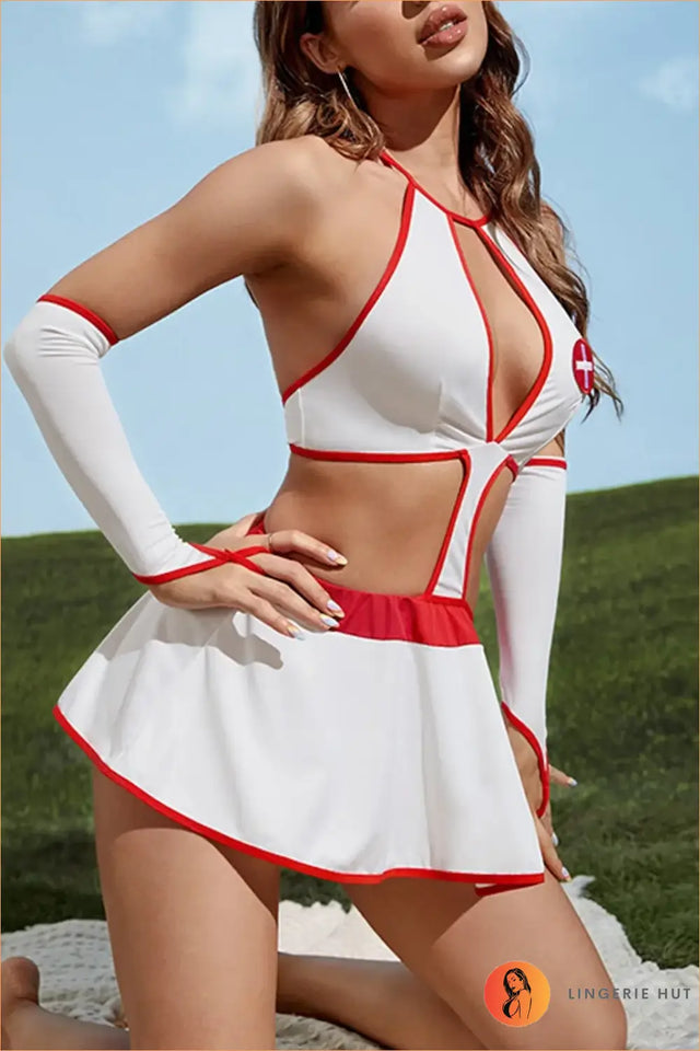 Cutout Halter Nurse Costume Set