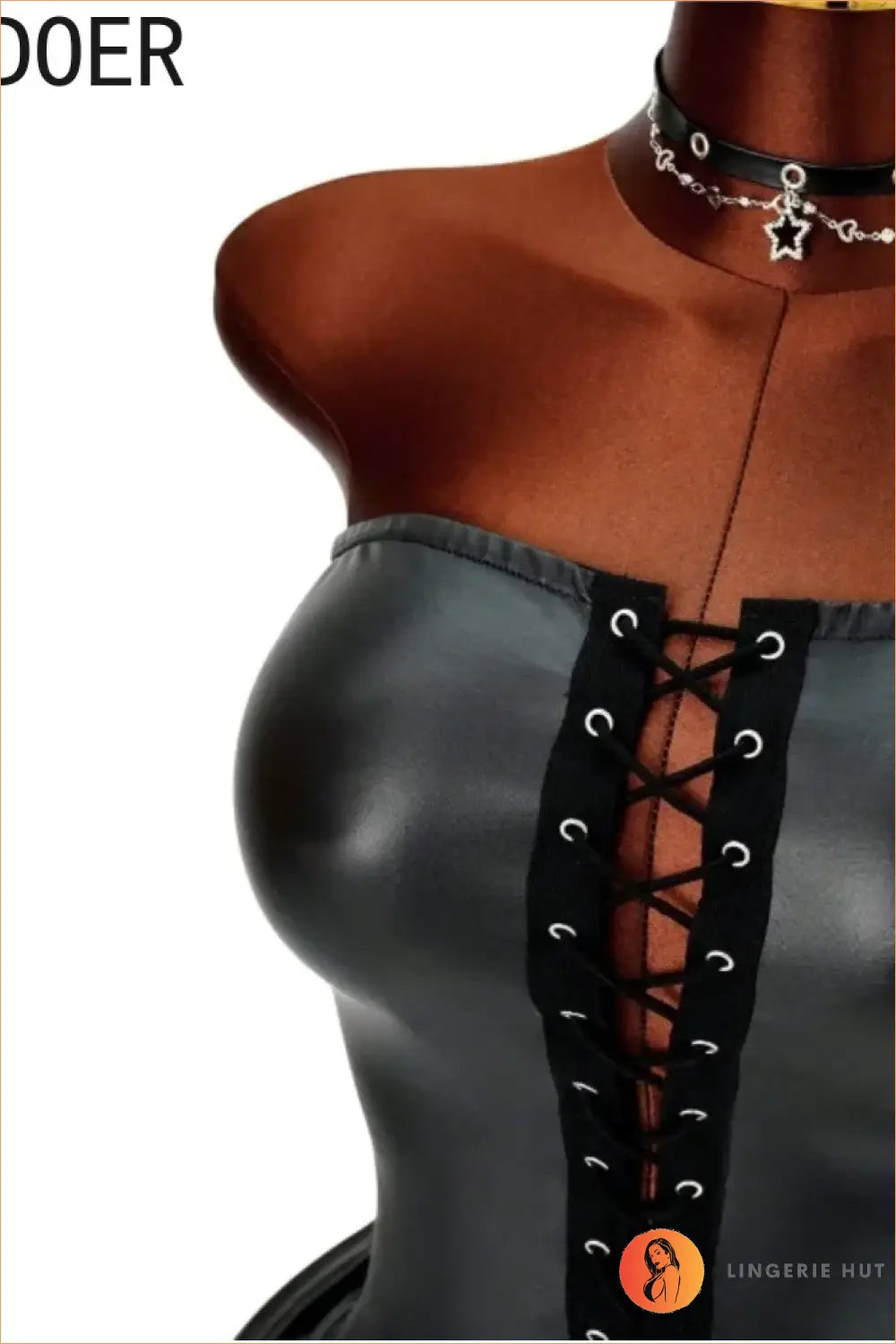 Black Faux Leather Lace-Up Corset Mini Dress