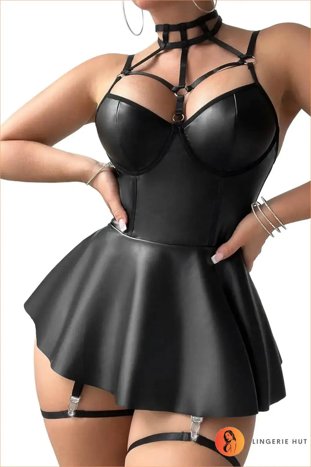 Black Cage Harness Mini Dress