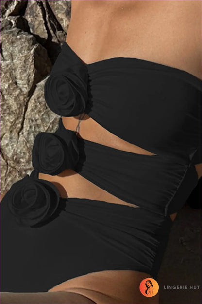 3d Floral Cutout Swimsuit - Sculpted Beach Confidence - s / Black - Swimwear - Beachwear • Glamour • just in - Lingerie