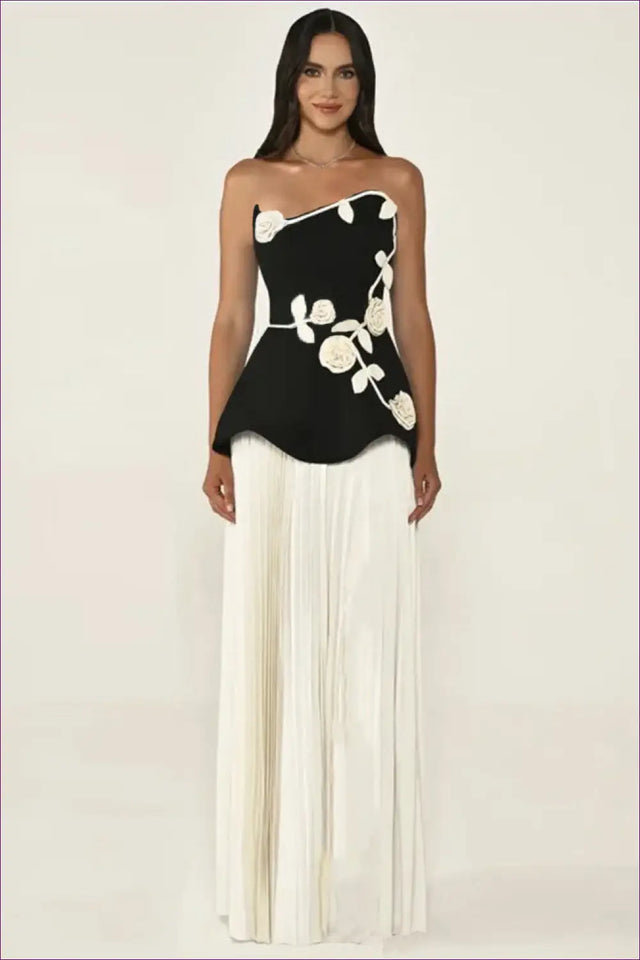3D Floral Maxi Dress - Understated Glamour for Formal Evenings