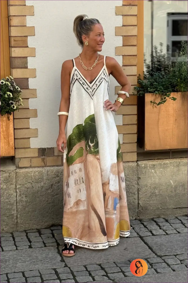 Abstract Print Maxi Dress - Effortless Summer Escape