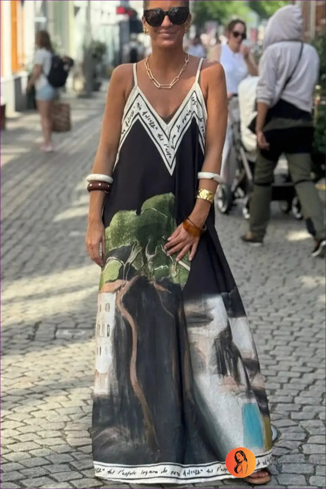 Abstract Print Maxi Dress - Effortless Summer Escape