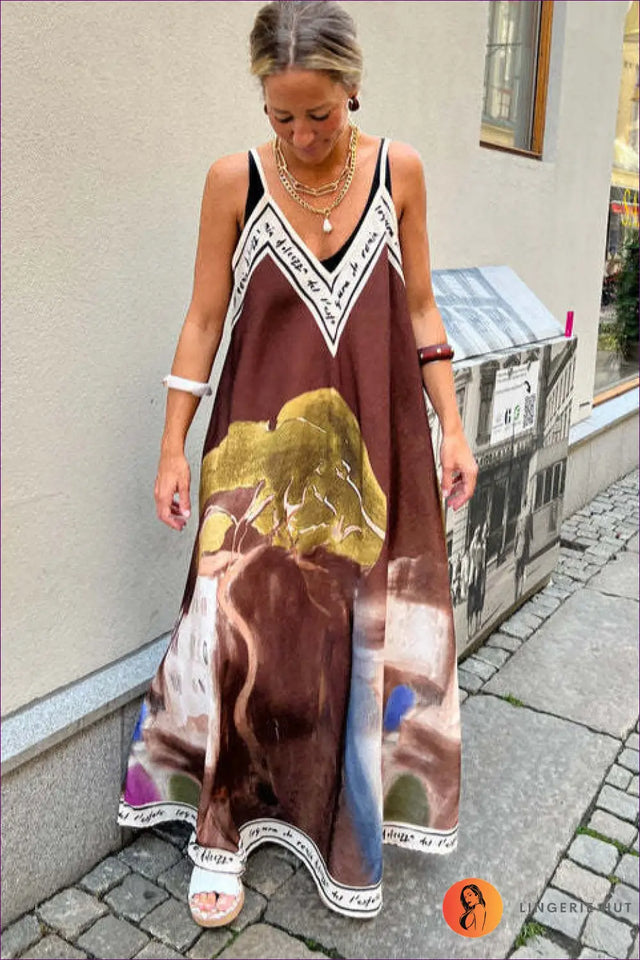 Abstract Print Maxi Dress - Effortless Summer Escape