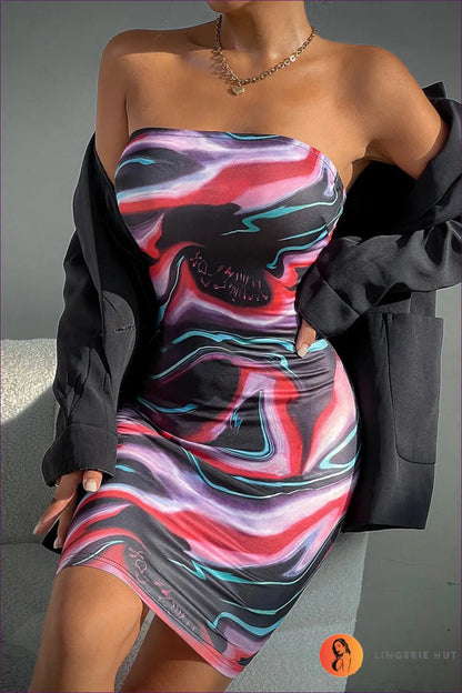 Abstract Print Tube Mini Dress - Bodycon Fit - Clubwear • just in • Laiqa
