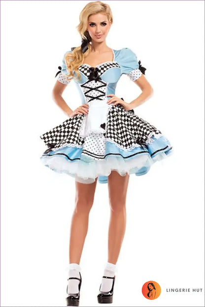 Alice Maid Costume - Whimsical Fancy Dress Edit - Sky Blue / m / in Wonderland - Lingerie Hut - Casual • Halloween