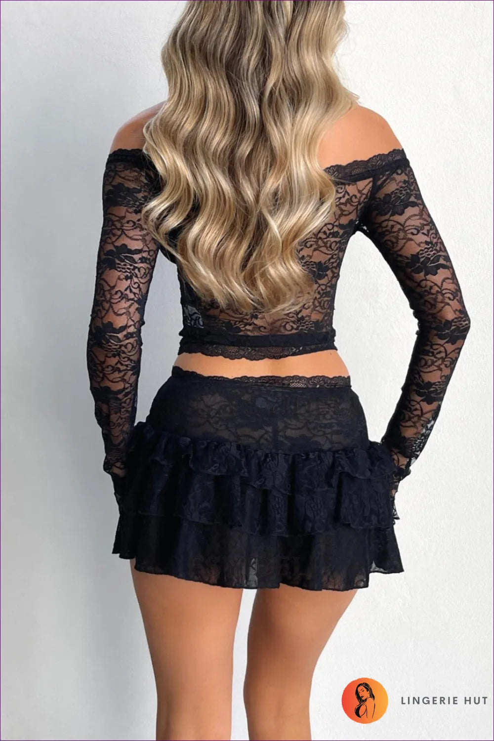 Alluring Black Lace Two-piece Set - Sultry Glam