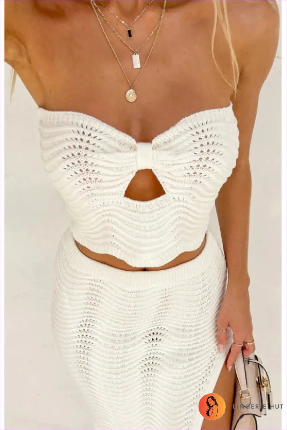 Cutout co Ord Set with Midi Skirt - Summer Evenings Sorted - Clothing - Lingerie Hut - Crop • Date Night • Glamour