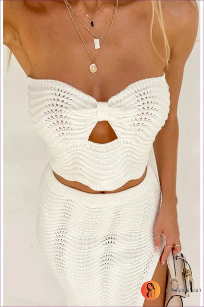 Cutout co Ord Set with Midi Skirt - Summer Evenings Sorted - Clothing - Lingerie Hut - Crop • Date Night • Glamour