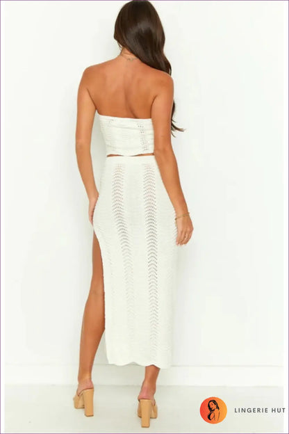 Cutout co Ord Set with Midi Skirt - Summer Evenings Sorted - Clothing - Lingerie Hut - Crop • Date Night • Glamour