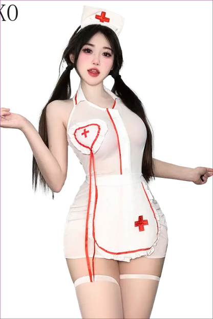 Alluring Nurse Cosplay Lingerie for Women Bodysuit, Costume, Halloween, Lingerie,