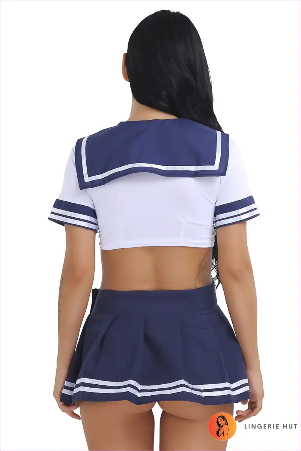 Shop The Alluring Student Cosplay Costume Set - Deep v Plunge Crop Top & Pleated Mini Skirt. Embrace Your